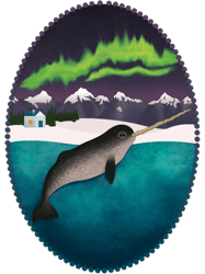 Narwhal under The Northern Lights