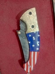 Lot of 5 Handmade Damascus Steel Liner Lock Pocket Folding Knife with Sheath