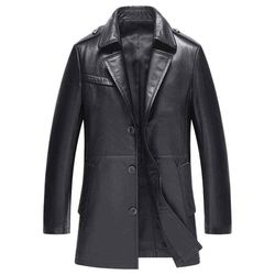 Handmade cow leather mens jacket / Mens Long Coat in Black color. Fashionable Leather Long coat
