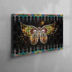 canvas home decor, canvas art, canvas, butterfly and colored triangles, butterfly canvas gift, animal canvas, colorful p
