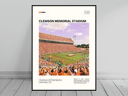 Clemson Memorial Stadium Print  Clemson Tigers Canvas  NCAA Art  NCAA Stadium Canvas   Oil Painting  Modern Art