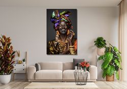 African Smiling Woman Wall Art, African Woman Canvas, African American Home Decor, African Traditional Wall Decor, Home