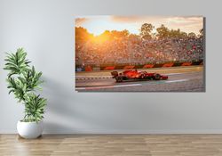 charles leclerc racing car canvas wall art print, vintage ferrari car canvas print, office wall decor, extra large canva