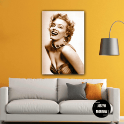 Marilyn Monroe Smile Sepia Effect Woman Roll Up Canvas, Stretched Canvas Art, Framed Wall Art Painting