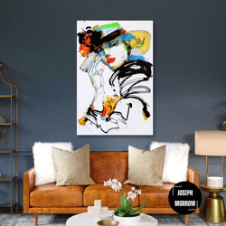 model with big hat fashion drawing with watercolor effect roll up canvas, stretched canvas art, framed wall art painting
