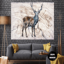 deer wall art deer canvas forest wild animal print deer art print painting deer scandinavian decor abstract deer paintin