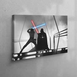 Canvas Home Decor, Canvas Print, Canvas Gift, Darth Vader Luke Skywalker Fight, Abstract Canvas Print, Contemporary Canv