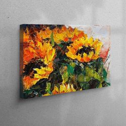 canvas home decor, living room wall art, canvas print, bouquet of sunflower painting, flower canvas gift, sunflower canv