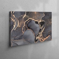 Canvas Print, Canvas Wall Art, Canvas Decor, Gray And Gold Marble, Alcohol Ink Wall Decor, Luxury Marble Canvas Art, Gol