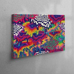 Large Canvas, Canvas, Living Room Wall Art, Psychedelic Abstract Canvas Poster, Modern Art Canvas, Contemporary Canvas D