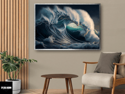 big wave canvas, landscape canvas, huge sea wave illustration, ocean art, nature canvas, home decor, canvas