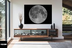 full moon at night canvas, moon decor, moon home decor, moon photo poster, moon print, moon canvas