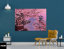 Japanese Cherry Blossom Mount Fuji , Framed Floral Japan Fine Art Print Reproduction