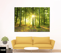 sunlight forest trees sunset boxed framed art