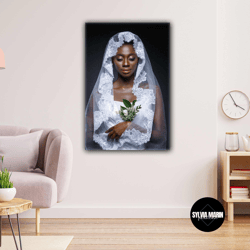 African Female Model In Wedding Dress Roll Up Canvas, Stretched Canvas Art, Framed Wall Art Painting
