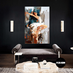 ballerina wall art, dance canvas art, living room wall art decor, roll up canvas, stretched canvas art, framed wall art