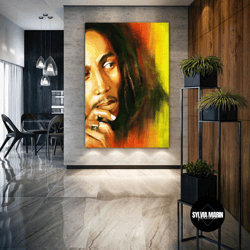 Bob Marley Poster, Reggea Music Canvas Art, Musician Wall Decor, Roll Up Canvas, Stretched Canvas Art, Framed Wall Art P