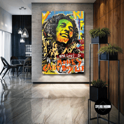 Bob Marley Wall Art, Graffiti Canvas Art, Musician Wall Decor, Roll Up Canvas, Stretched Canvas Art, Framed Wall Art Pai