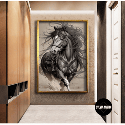 Black Horse Canvas Print Wall Decor, Horse Canvas Painting, Ready To Hang Wall Print Decor, Wall Canvas, Canvas Home Dec
