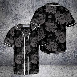 Skull With Butterfly Goth Baseball Jersey Shirt