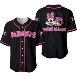 Personalized Pink Minnie Mouse All Over Print Baseball Jersey Shirt