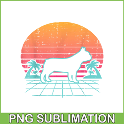 French Bulldog Vaporwave Aesthetic PNG, Frenchie Dog Lover PNG, French Dog Artwork PNG