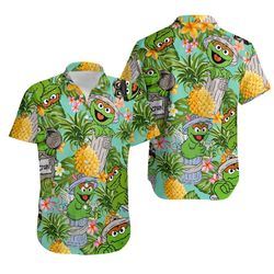 Oscar The Grouch Muppets Hawaiian Shirt, Cool And Active Ocean Hawaiian Shirt