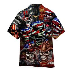 America Skull Of July Hawaiian Shirt