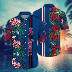 Hawaiian Shirt Summer, Los Angels Flower Blue Hawaiian Shirt