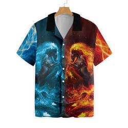 Water And Fire Horse All Over Print Hawaiian Shirt