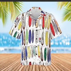 Vintage Hawaiian Sufboard Pattern Summer Hawaiian Shirt