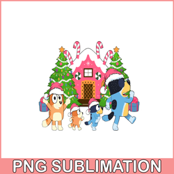 Bluey And Candy House PNG, Christmas Tree PNG, Bluey And Santa Claus PNG