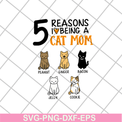 5 reasons i love being a cat mom svg, Mother's day svg, eps, png, dxf digital file MTD08042104