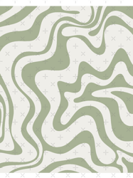 Fight club 24tLiquid Swirl Retro Contemporary Abstract in Sage Green and Nearly White