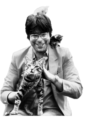 A young Stephen King covered in cats