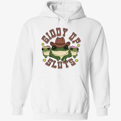 Stylish Cowboy Frog Giddy Up Sluts Hoodie - Trendy Western-Inspired Apparel