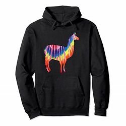 Llama Tie Dye Silhouette Hippie Rainbow colors Love Llamas Pullover Hoodie, T-Shirt, Sweatshirt For Kid