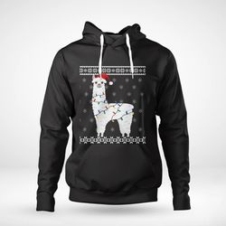 Stylish Ugly Alpaca Christmas Shirt Hoodie in Black - Perfect Holiday Gift