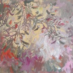 Abstract floral painting foliage original art
