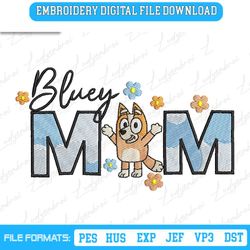 Blue Mama Embroidery, Blue Dogs Mother Day Embroidery Design, 40