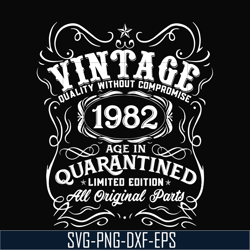 Vintage 1982 age in quarantined limited edition svg, limited edition svg, 1982 birthday svg, png, dxf, eps digital file