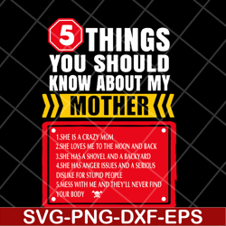 5 Thing You Should Know Funny Loving Unique Mothers Day svg, Mother's day svg, eps, png, dxf digital file MTD23042103