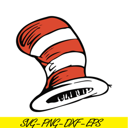 Red and white striped hat SVG, Dr Seuss SVG, Cat in the Hat SVG DS104122323