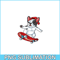 French Bulldog Skateboard PNG, Frenchie Dog Lover PNG, French Dog Artwork PNG