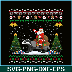 Badger Ugly Xmas Gift Santa Riding Badger Christmas Sweatshirt Png
