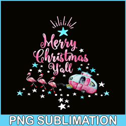 Merry Christmas Y'all PNG Watercolor Crane Rickshaw PNG Camper Christmas Tree PNG