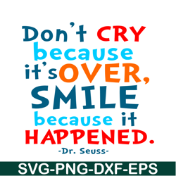 Smile Because It Happened SVG, Dr Seuss SVG, Dr Seuss Quotes SVG DS105122373