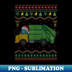 garbage truck santa hat ugly christmas er funny novelty - decorative sublimation png file - perfect for sublimation mastery