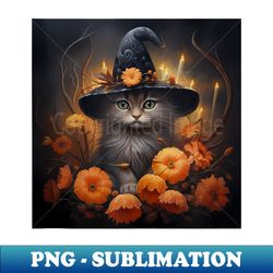 Black Witchy Cat Moon Phases Floral Celestial Kawaii - High-Resolution PNG Sublimation File - Transform Your Sublimation Creations