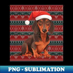 Funny Dachshund Dog Christmas Ugly - PNG Transparent Digital Download File for Sublimation - Enhance Your Apparel with Stunning Detail